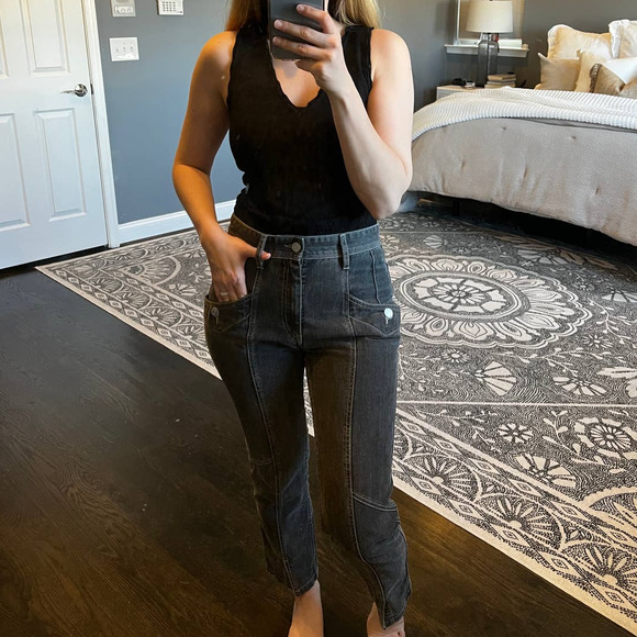 Etoile Isabel Marant Gray Seamed Slit Front Jeans - Picture 9 of 13